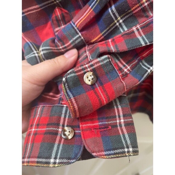 USA LL Bean Plaid  Red Traditional Women’s SHIRT TUNIC 1/4 BUTTONS UP SIZE 8 - Picture 4 of 10